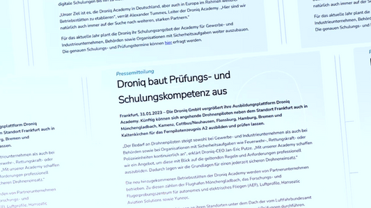 Presse // Droniq baut Prüfungs- und Schulungskompetenz aus
