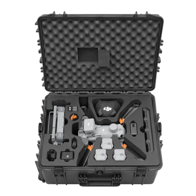 Offener Ready-To-Fly Koffer mit DJI Matrice 4T und Zubehörfächern