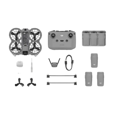 Lieferumfang der DJI Neo 2 Motion Fly More Combo mit Zubehör und Flugausrüstung
